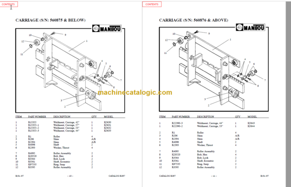 MANITOU 5600 Series Parts Manual