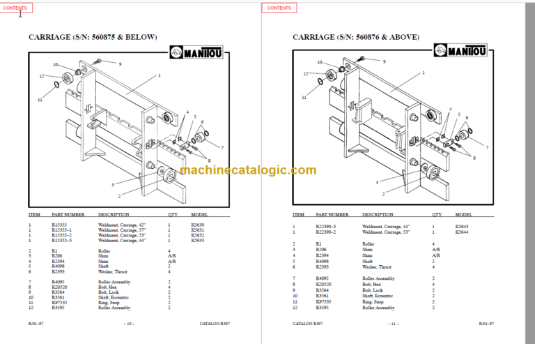 MANITOU 5600 Series Parts Manual