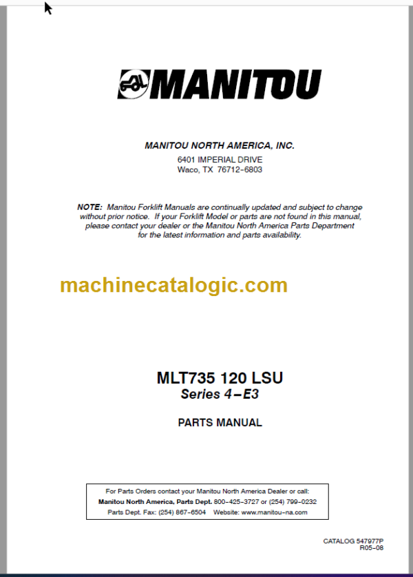 Manitou MLT 735 120 LSU S4-E3 PARTS MANUAL