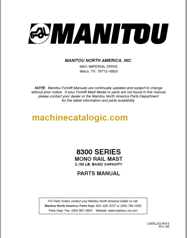 MANITOU 8300 Series Parts Manual