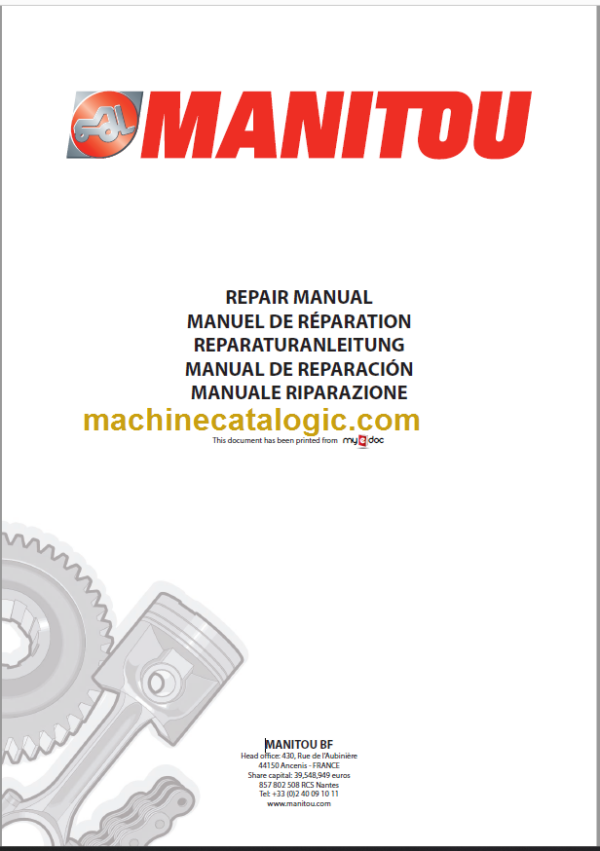 Manitou MLT 725 Series 2-3 Repair Manual