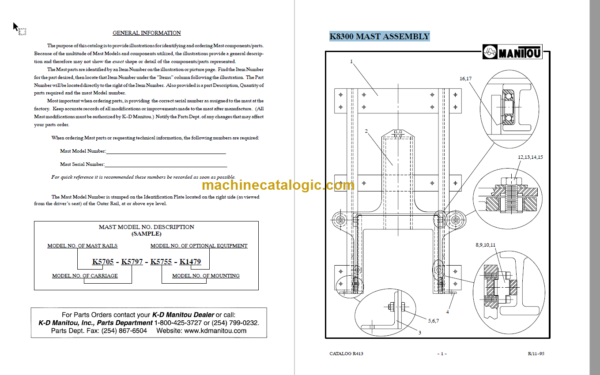 MANITOU 8300 Series Parts Manual