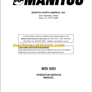 MANITOU MSI 50D OPERATOR SERVICE MANUAL