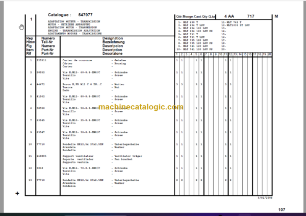 Manitou MLT 735 120 LSU S4-E3 PARTS MANUAL