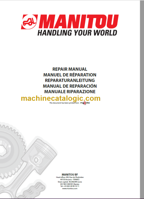 Manitou MLT 845 120 LSU Repair Manual M152EN