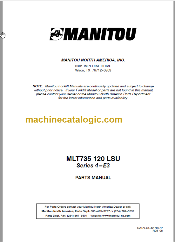 Manitou MLT 735 120 LSU Series 4-E3 PARTS MANUAL