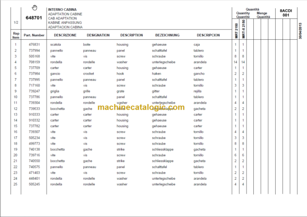 Manitou MRT 2150+ PARTS MANUALS