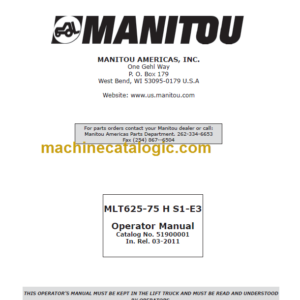 Manitou MLT 625-75 H S1-E3 Operator Manual