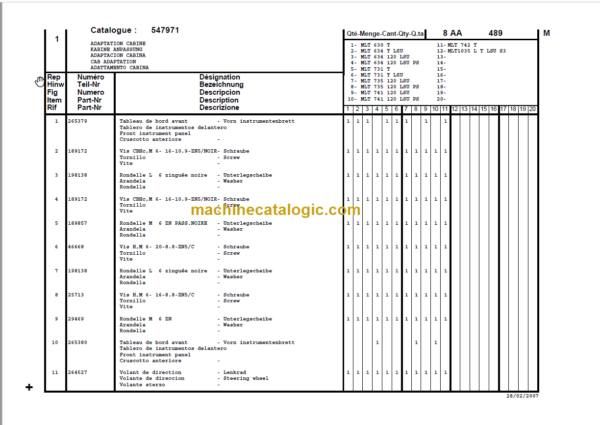 Manitou MLT 634 Turbo LSU Série C - E2 PARTS CATALOGUE