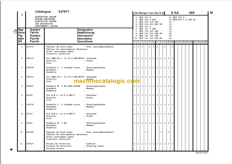 Manitou MLT 634 Turbo LSU Série C - E2 PARTS CATALOGUE