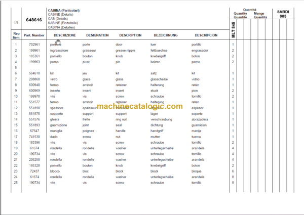 Manitou MLT 845-120 S5 E3 PARTS CATALOGUE