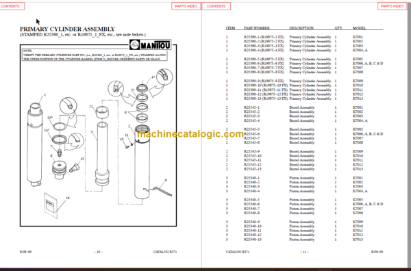 MANITOU 7000 Series Parts Manual