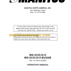 MANITOU MSI 20-25-30 D BUGGIE OPERATOR’S MANUAL