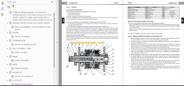 MANITOU MI 70 G S2 REPAIR MANUAL