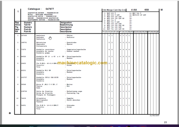 Manitou MLT 735 120 LSU Series 4-E3 PARTS MANUAL