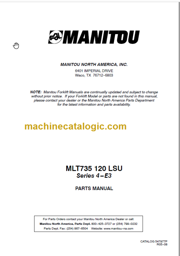 Manitou MLT 735 S4-E3 PARTS MANUAL