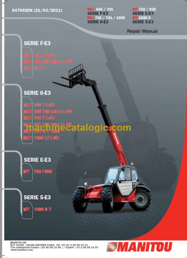 Manitou MLT 634 T SERIE F-E3 Repair Manual