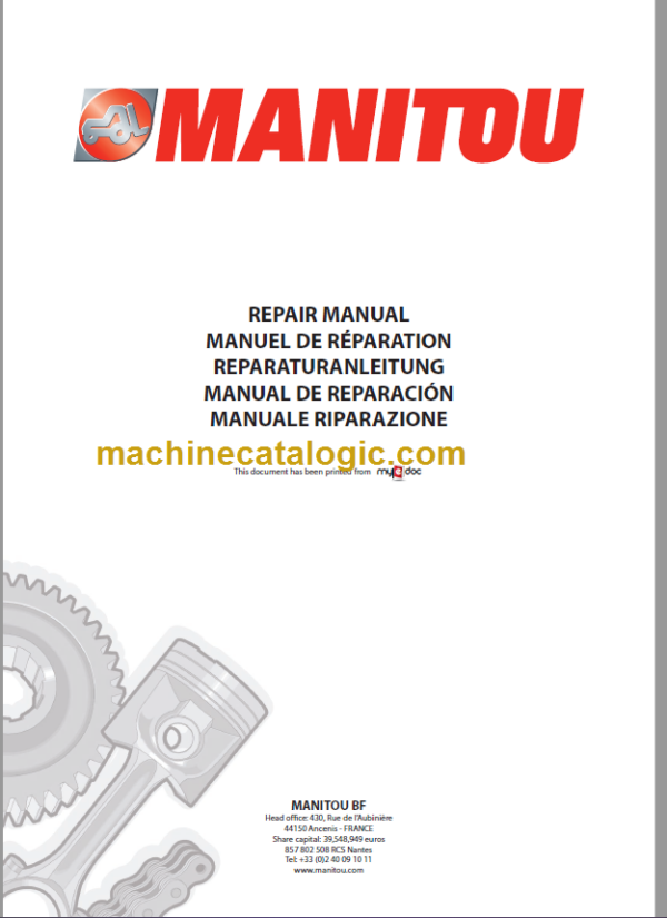 Manitou MLT 741 H Series 3-E3 Repair Manual