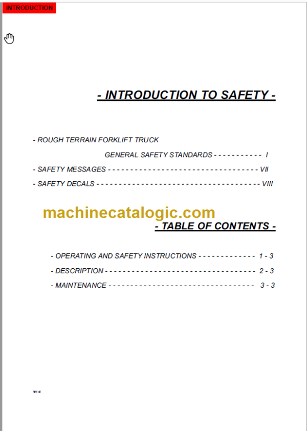 MANITOU MSI 30 LPG Series 2-E OPERATOR'S MANUAL