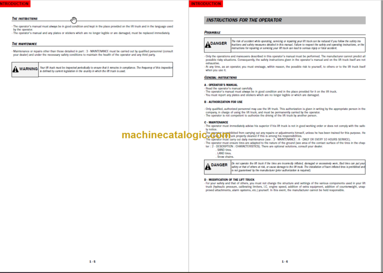 MANITOU MSI 30 LPG Series 2-E OPERATOR'S MANUAL
