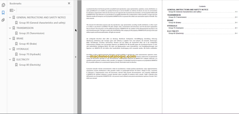 Manitou ML 635T MLT 845 940 MT1235 MT1435 S2-E3 MT940 MLT845 MT1235 MT1435 Repair Manual 647018EN