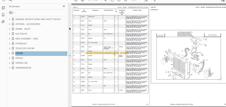 Manitou MLT 523 Turbo PARTS CATALOGUE