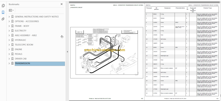 Manitou MLT 523 Turbo PARTS CATALOGUE