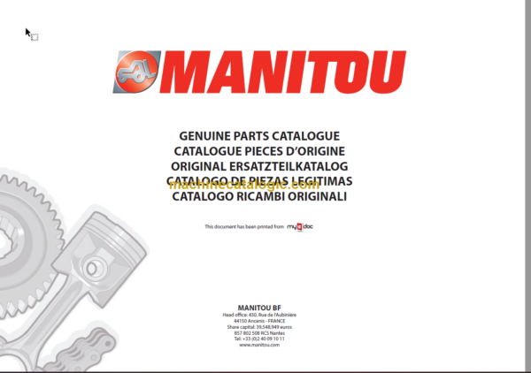 Manitou MHT 10120 L E3 PARTS CATALOGUE