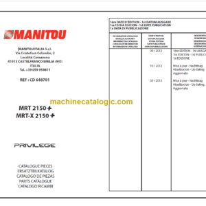 Manitou MRT-X 2150+ PARTS MANUALS