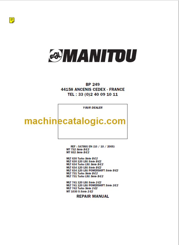 Manitou MLT 634 Serie B-E2 Repair Manual