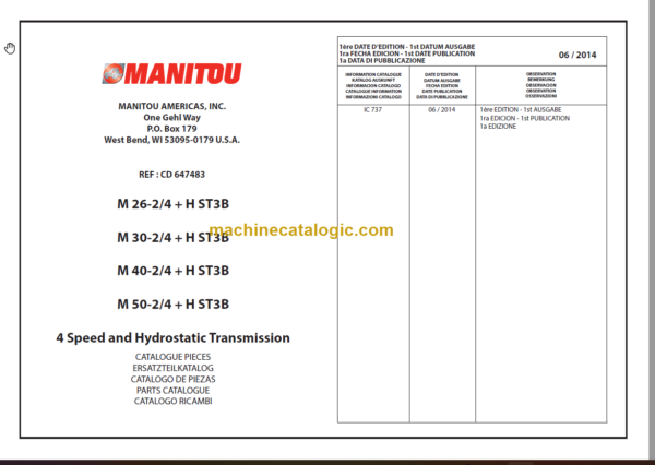 MANITOU M 40-4 + H ST3B PARTS CATALOGUE