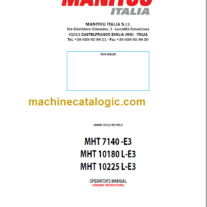 MHT 10180 L-E3 OPERATOR’S MANUAL