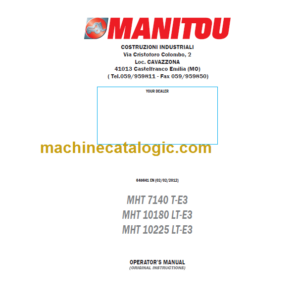 MHT 10180 LT-E3 OPERATOR'S MANUAL