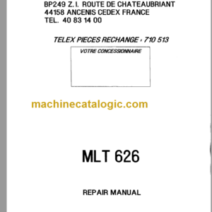 Manitou MLT 626 Repair Manual 09.1989