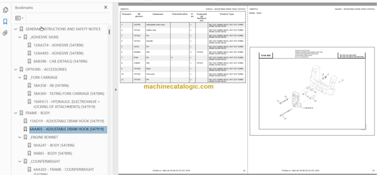 Manitou MLT 523 PARTS CATALOGUE