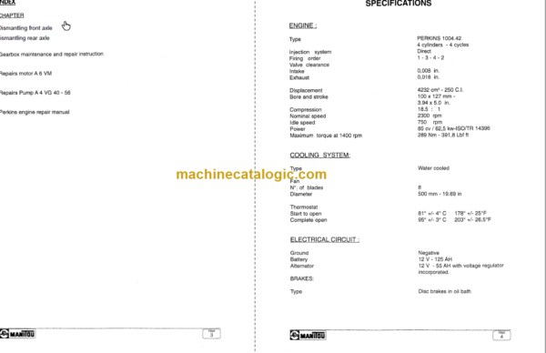 Manitou MVT 1230 L Comfort Line Repair Manual