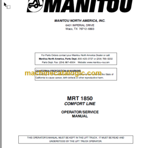 Manitou MRT 1850 COMFORT LINE SERVICE MANUAL