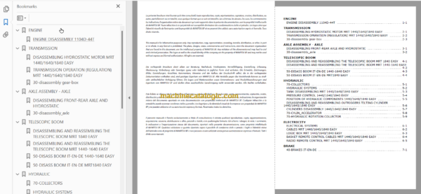 Manitou MRT 1440 EASY IT-EN-DE REPAIR MANUAL