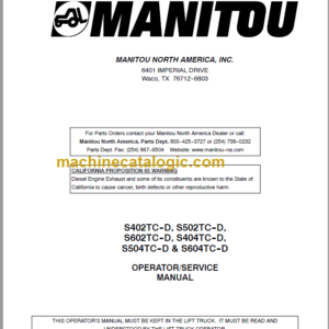 MANITOU S402-S502TC-S602TC-S404TC-S504TC-S604TC-D OPERATOR SERVICE MANUAL