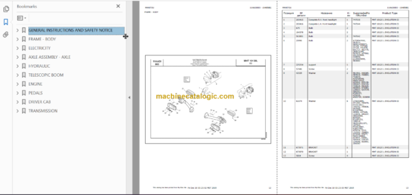 Manitou MHT 10120 L E3 PARTS CATALOGUE