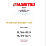 Manitou MLT 840-115 PS Operator's Manual