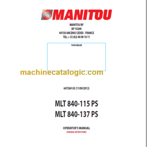 Manitou MLT 840-115 PS Operator's Manual