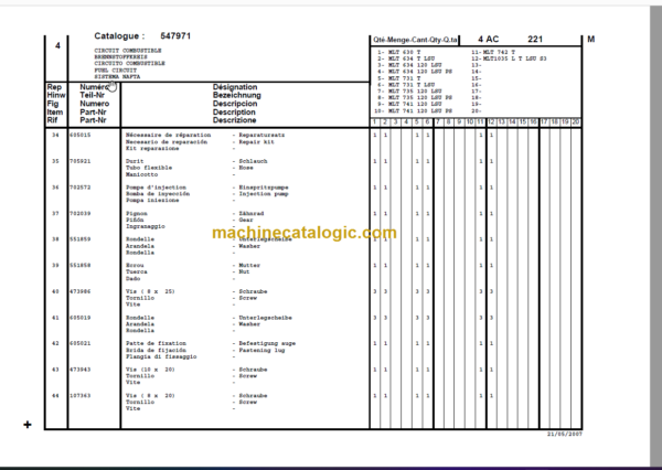 Manitou MLT 731 Turbo Série C - E2 PARTS CATALOGUE