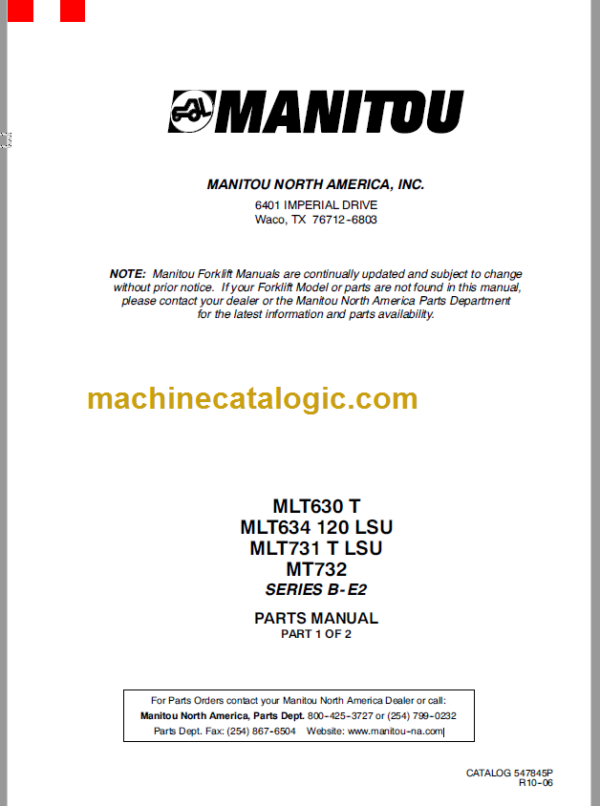 Manitou MLT 634 120 LSU SERIES B-E2 PARTS MANUAL