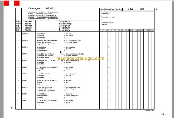 Manitou MLT 634 120 LSU SERIES B-E2 PARTS MANUAL