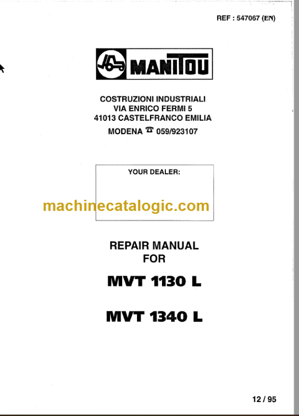 Manitou MVT 1130 L REPAIR MANUAL