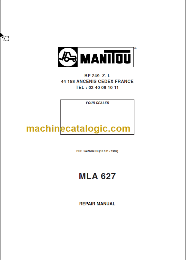 Manitou MLA 627 Repair Manual