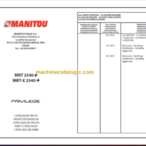 Manitou MRT 2540+ PARTS MANUALS