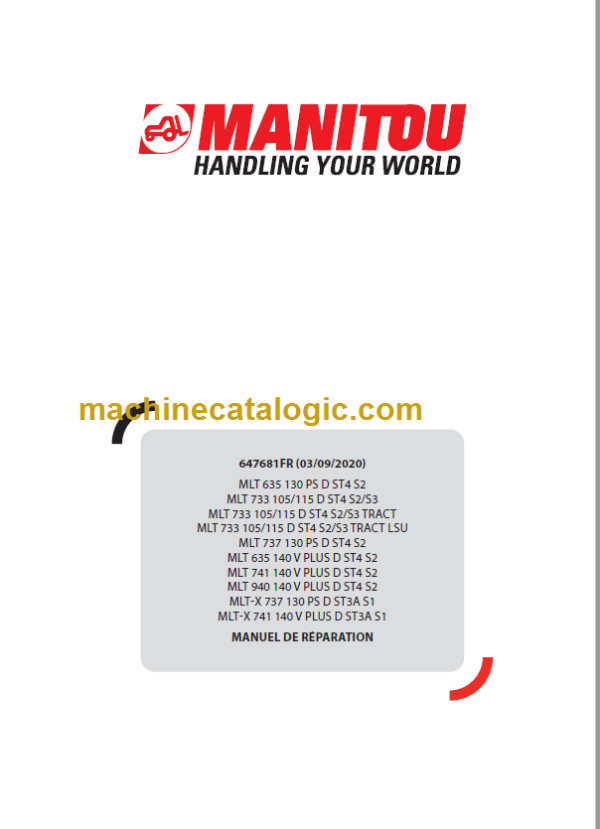 Manitou MLT 635 130 PS D ST4 S2 FR Manuel De Réparation