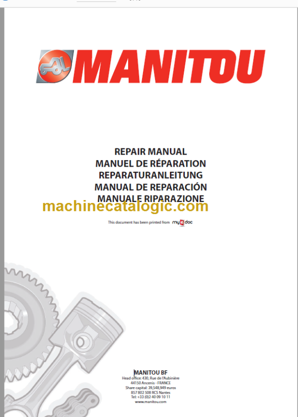 Manitou MLT 845-120 SERIES 5-E3 Repair Manual